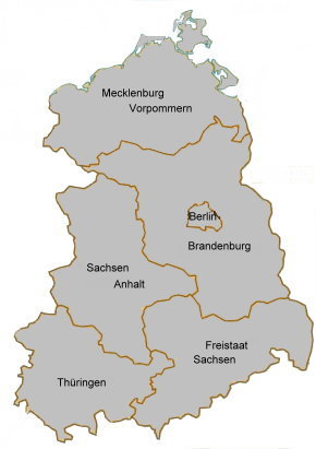 Karte Ostdeutschland grau